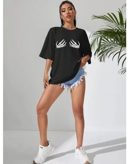 Baskılı T-shirt - Siyah