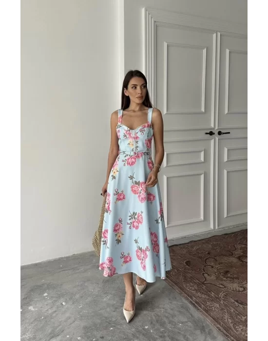 Pembe İnce Kemer Detaylı Elbise
