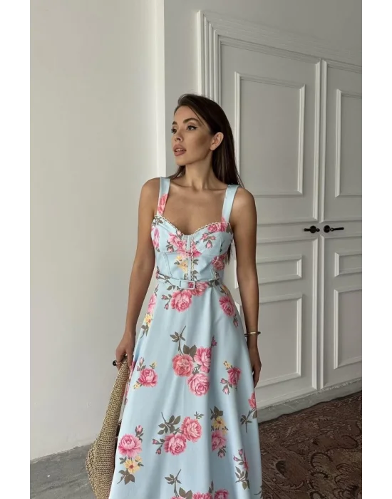 Pembe İnce Kemer Detaylı Elbise