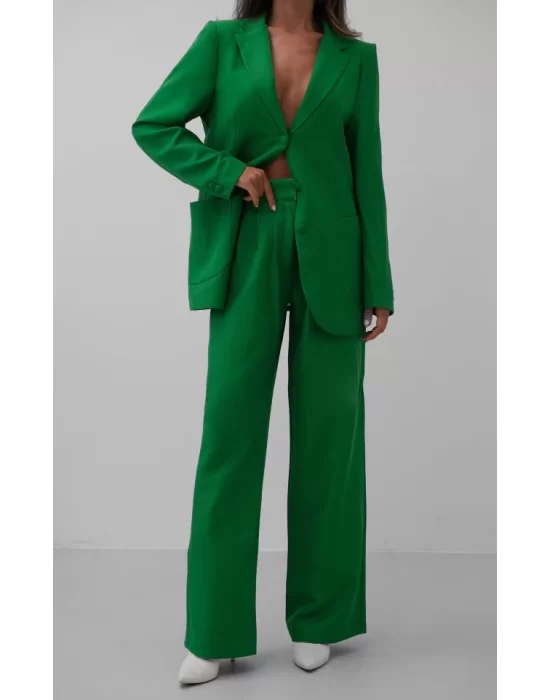 Bel Katlamalı Pantolon Blazer Ceket Takım