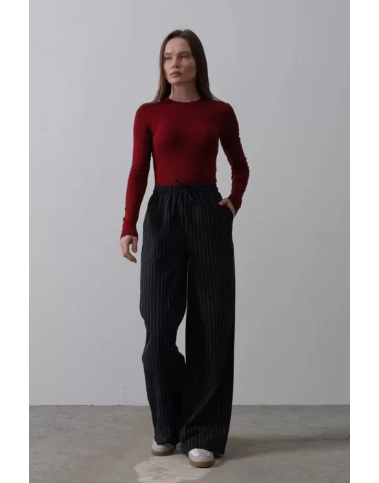 Beli Lastikli Bol Paça Pantolon - Antrasit