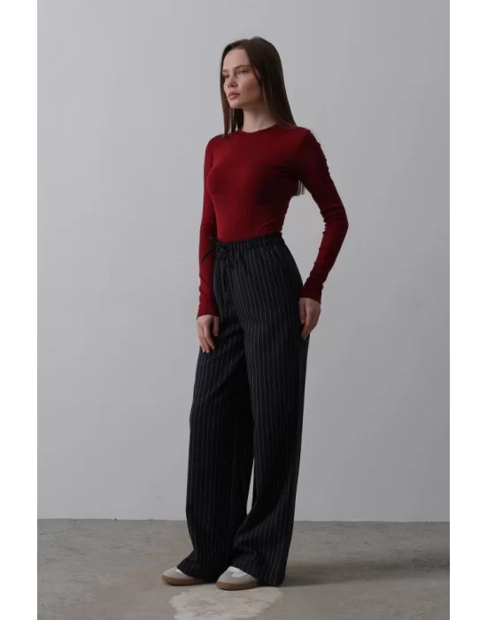 Beli Lastikli Bol Paça Pantolon - Antrasit