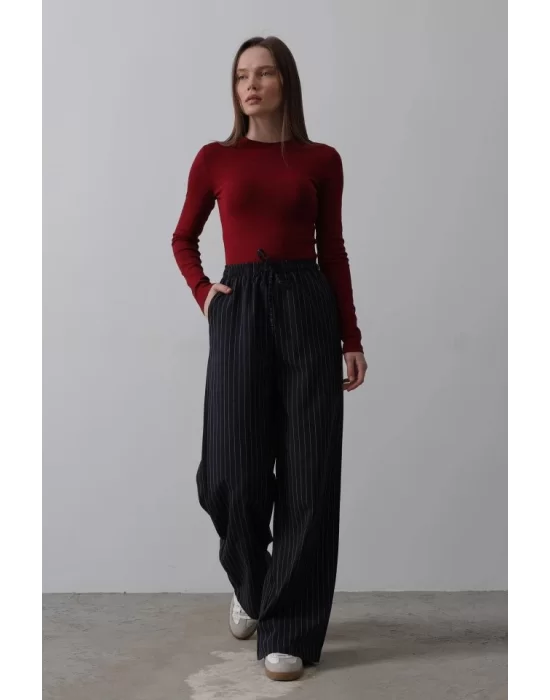 Beli Lastikli Bol Paça Pantolon - Antrasit