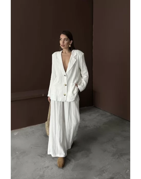 Beyaz Oversize Müslin Takım