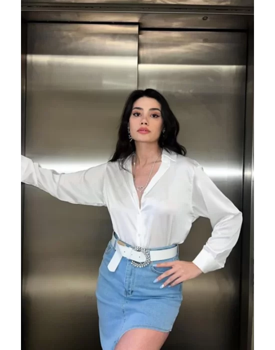 Beyaz Saten Gömlek