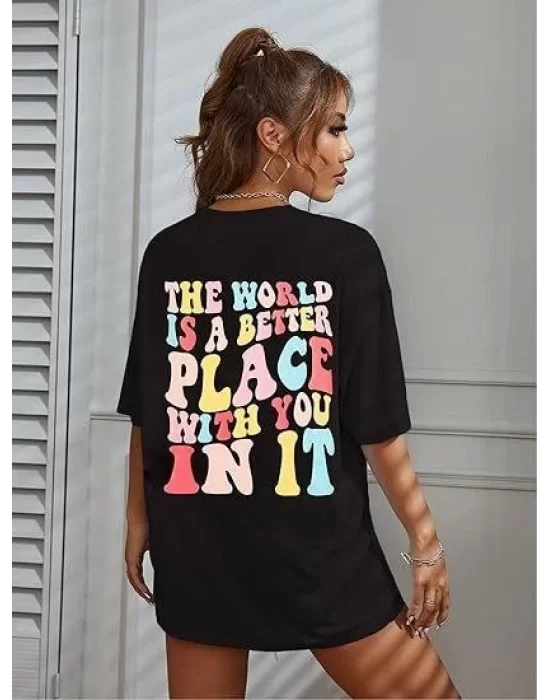Bisiklet Yaka Baskılı T-shirt - Siyah