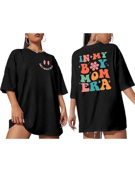 Bisiklet Yaka Kısa Kol Baskılı T-shirt - Siyah
