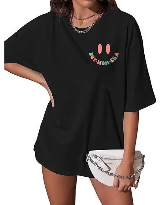 Bisiklet Yaka Kısa Kol Baskılı T-shirt - Siyah