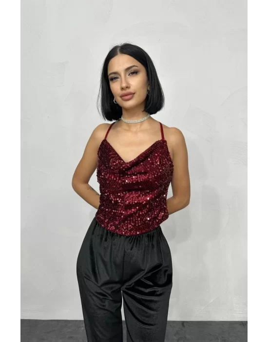 Gold Askılı Degaje Bluz