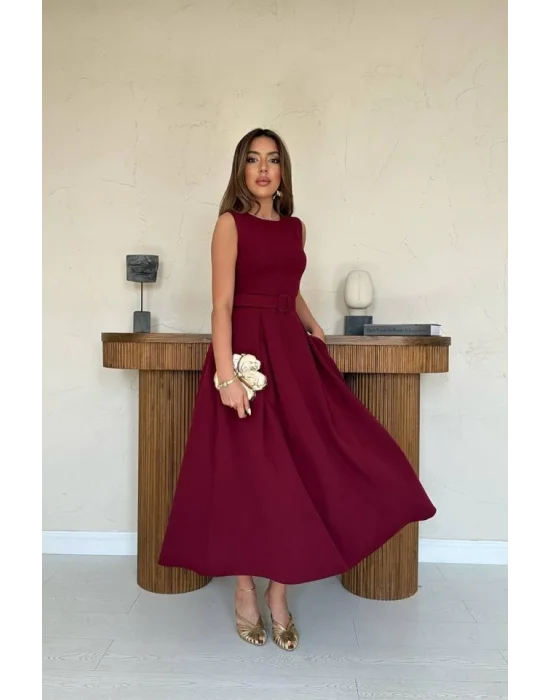 Pembe Halter Yaka Kloş Elbise