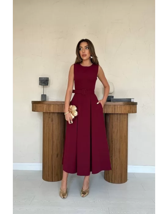 Pembe Halter Yaka Kloş Elbise