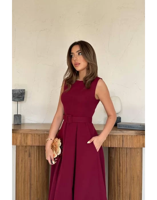 Pembe Halter Yaka Kloş Elbise