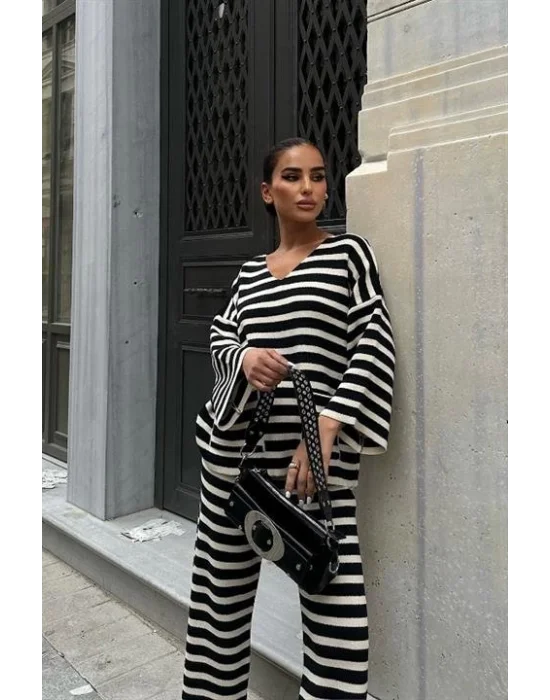 Candy Çizgili Straight Fit Pantolon Takım 9705-015