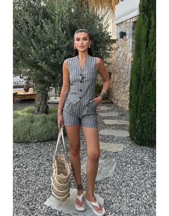 Carla Işıltılı Yelek Şort Takım 9821