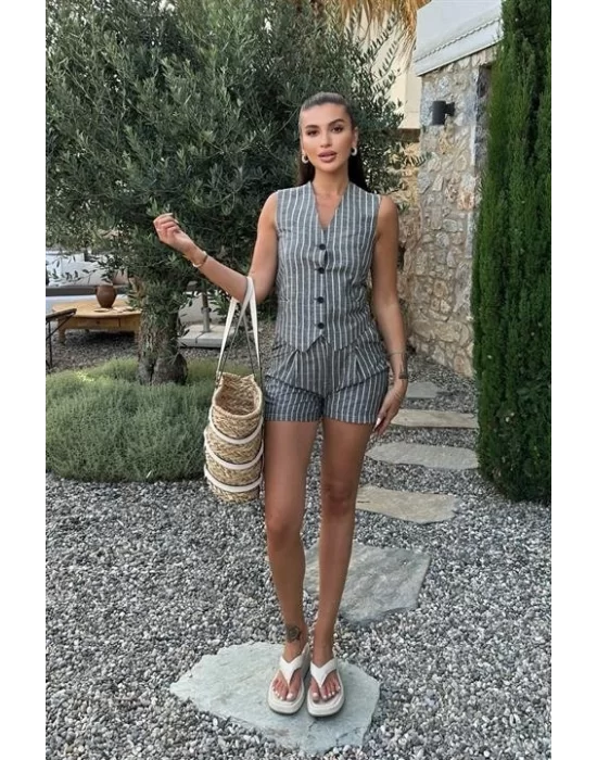 Carla Işıltılı Yelek Şort Takım 9821