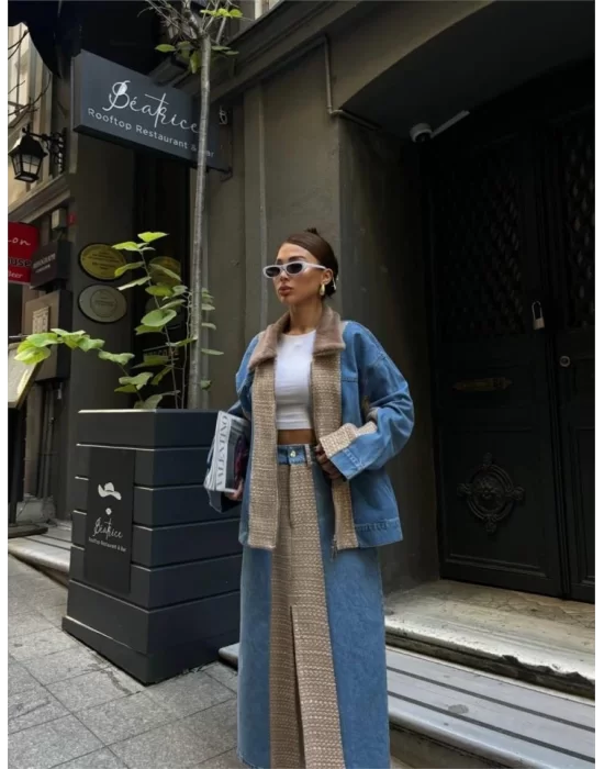 CHANEL GARNİLİ KOT MONT - Bej