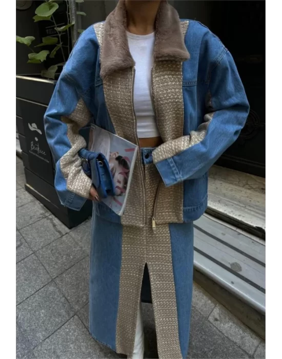 CHANEL GARNİLİ KOT MONT - Bej