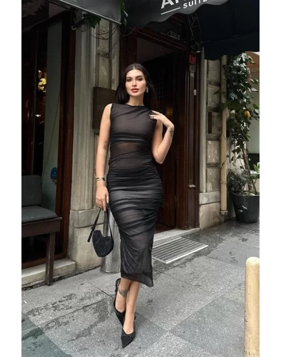 Cindy Transparan Tül Elbise 2683-8