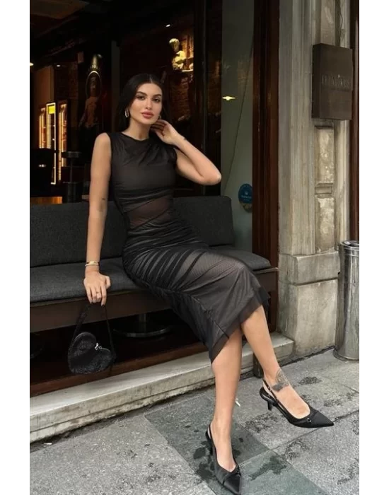 Cindy Transparan Tül Elbise 2683-8
