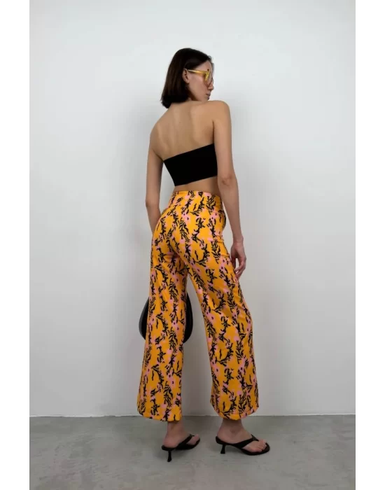 Desenli Boru Paça Pantolon