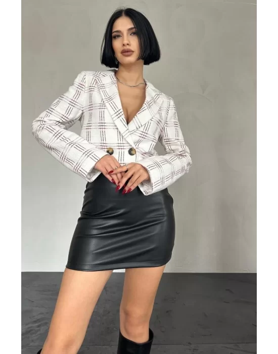 Desenli Crop Ceket