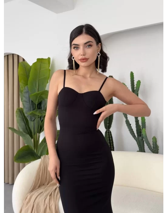 Dominic Eteği Büzgülü Midi Boy Elbise