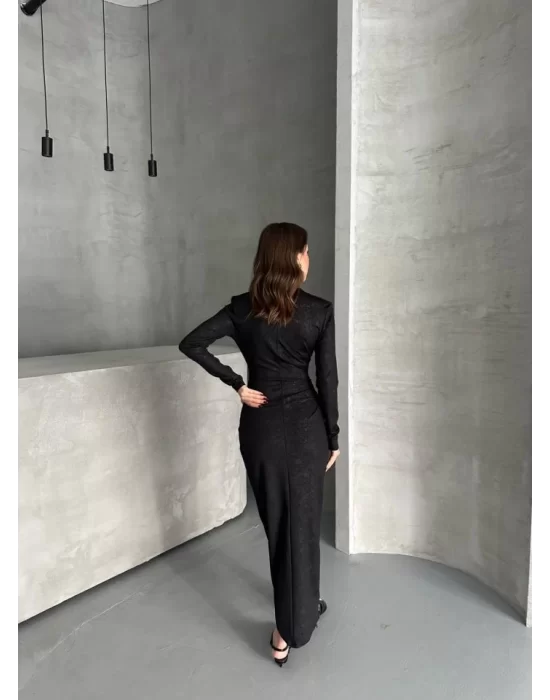 Drape Detaylı Midi Elbise
