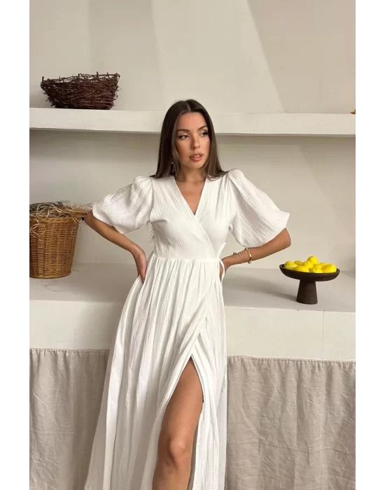 Siyah Müslin Uzun Elbise