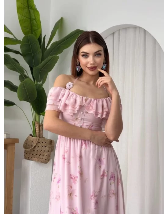 Elmi Çiçek Detaylı Elbise