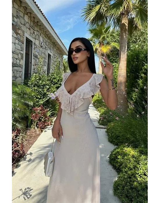 Emaline Sırt Dekolteli Şifon Elbise 2465-08