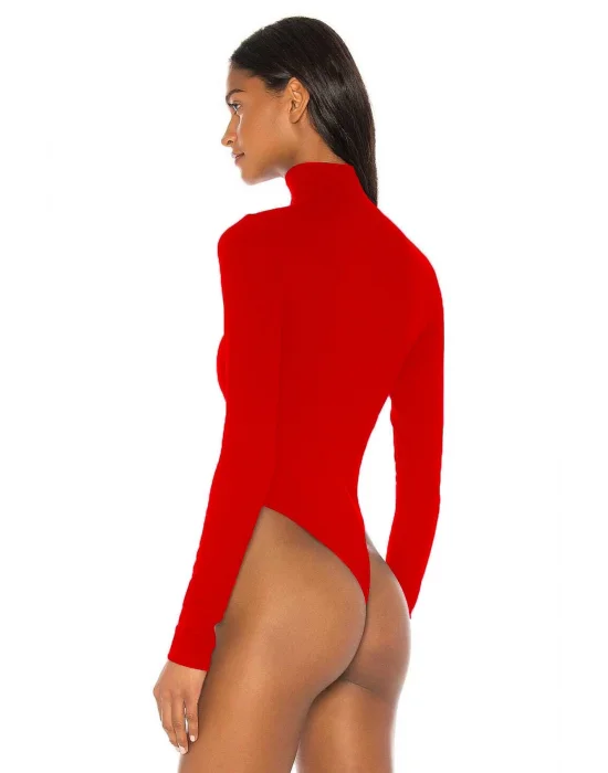 Fermuarlı Uzun Kollu Bodysuit
