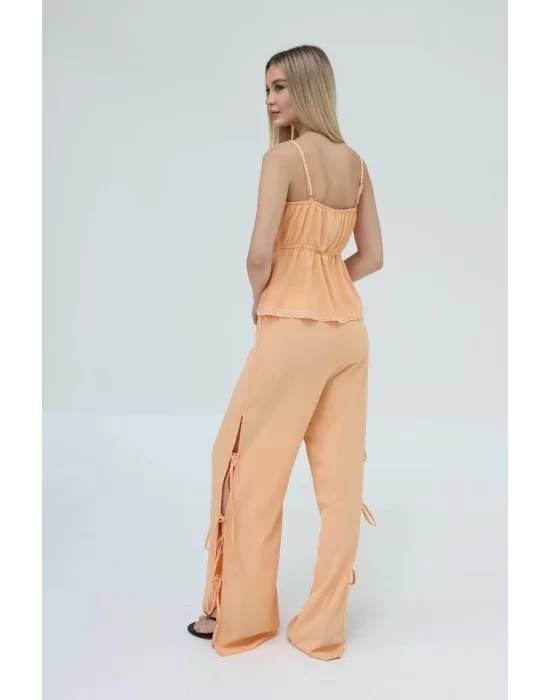 Fiyonklu Bluz Takım - Beyaz