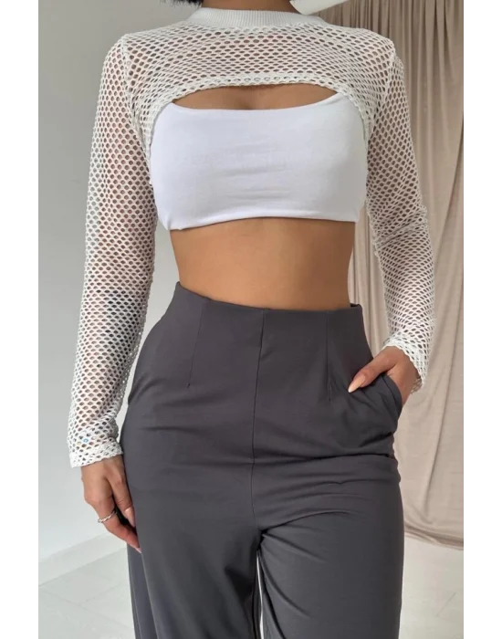Füme Pensli Lastik Detaylı Pantolon