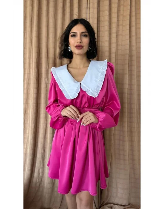 Fuşya Bebe Yakalı Elbise