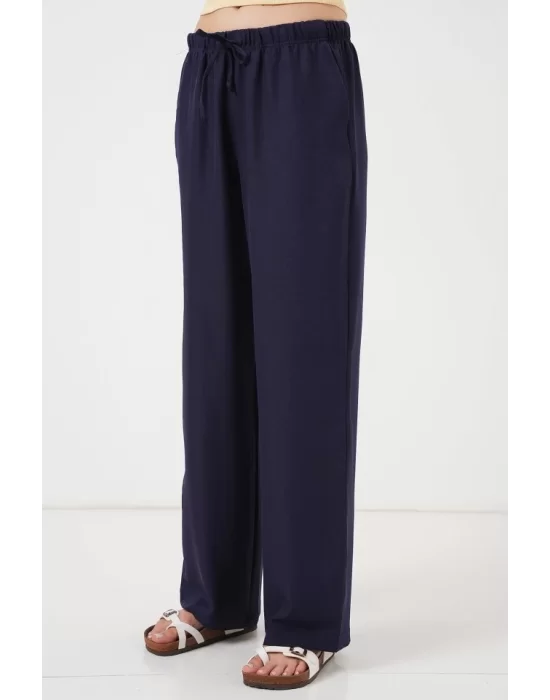 Geniş Paça Keten Pantolon 6735 - Lacivert