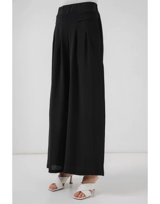 Geniş Paça Pileli Pantolon 6718 - Siyah