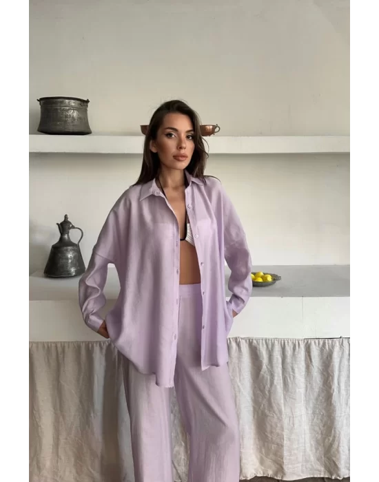 GÖMLEK - PANTOLON TAKIM - Lila