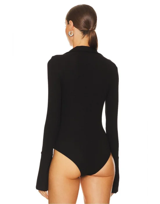 Gömlek Yaka Fermuarlı Body