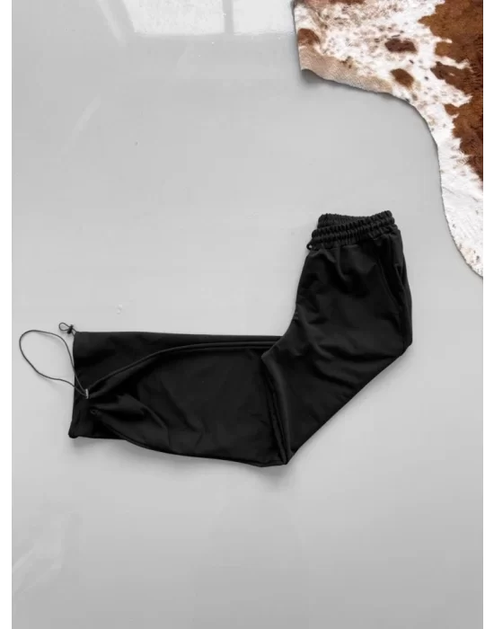 İki İplik Kumaş Baggy Alt Esofman - Siyah