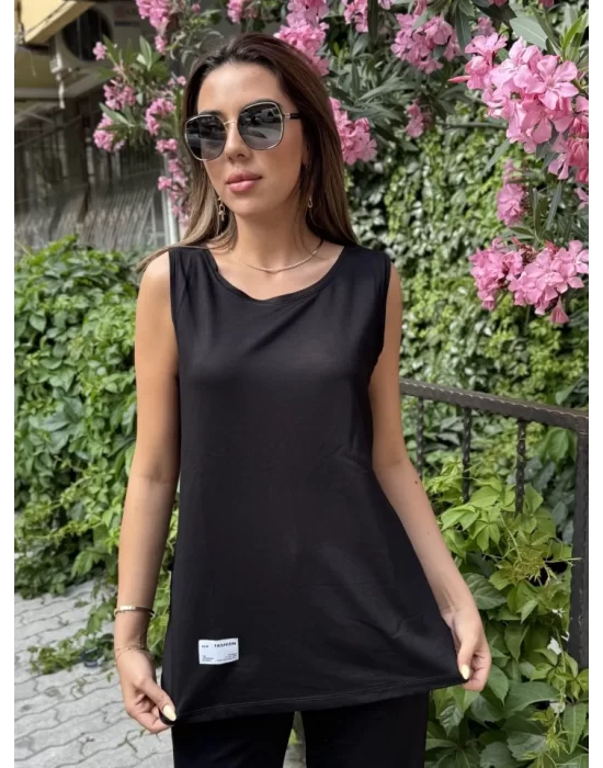 Kadın Askılı Yuvarlak Yaka Viskon Iki Iplik Bluz Ve Eşofman Altı Ikili Takım