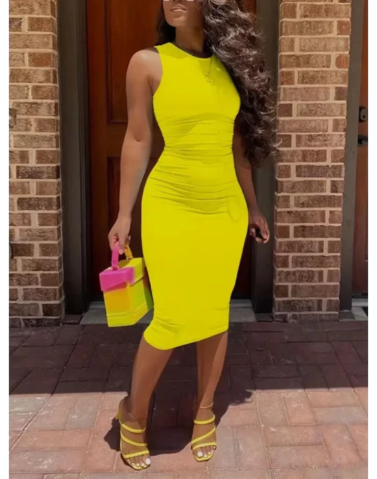 Kadın Bodycon Midi Boy Dalgıç Elbise
