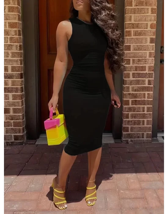 Kadın Bodycon Midi Boy Dalgıç Elbise