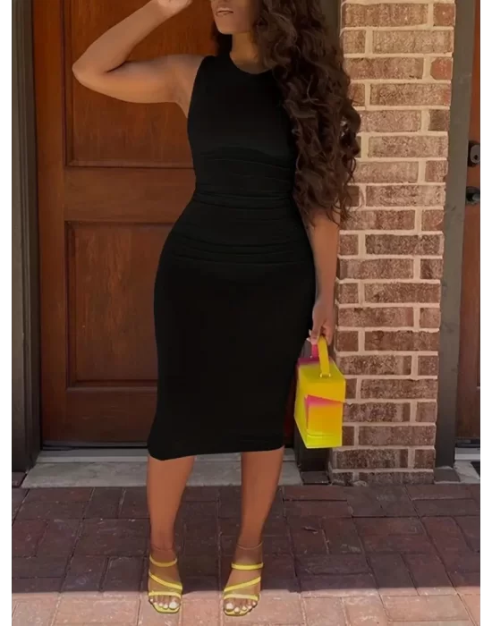 Kadın Bodycon Midi Boy Dalgıç Elbise