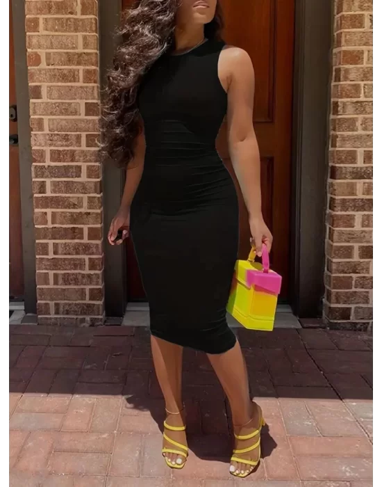 Kadın Bodycon Midi Boy Dalgıç Elbise