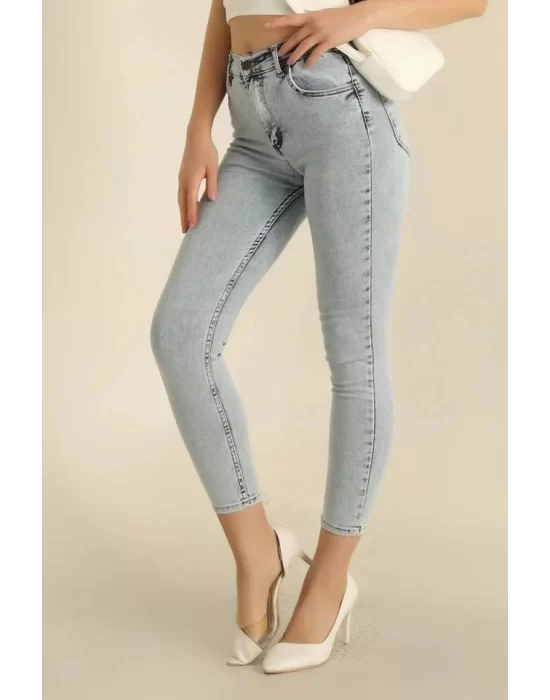 Kadın Cep Detay Kar Yıkamalı Kot Pantolon