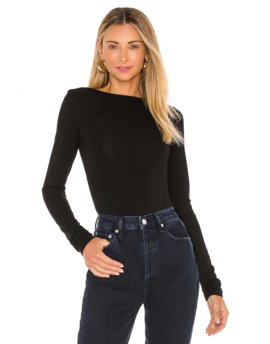 Kadın Çift Taraflı Uzun Kol Bodysuit