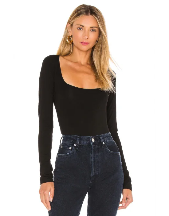 Kadın Çift Taraflı Uzun Kol Bodysuit