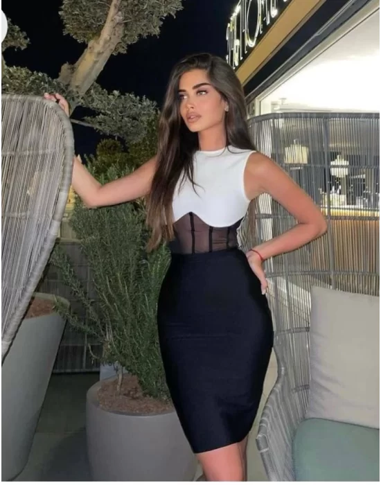 Kadın Dalgıç Kumaş Ortası Tüllü Elbise