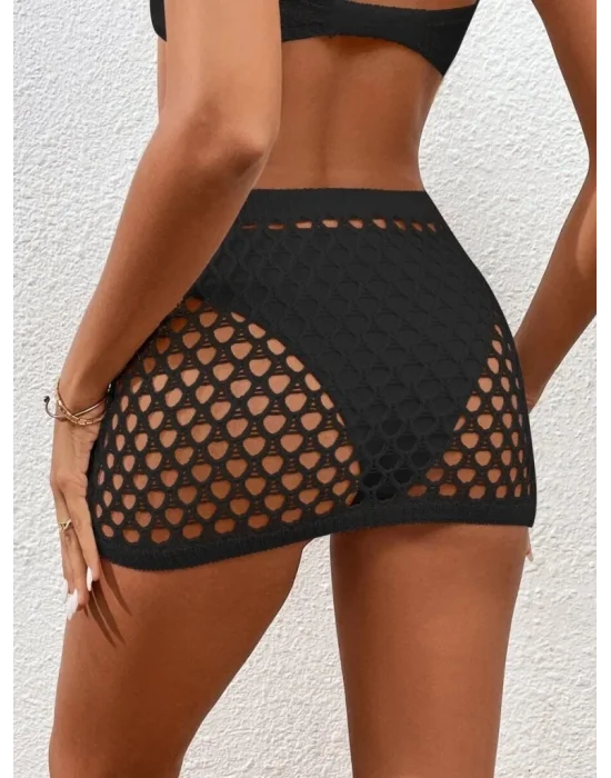 Kadın Delikli Triko Mini Etek