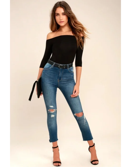 Kadın Düşük Omuz Ipek Jarse Bluz